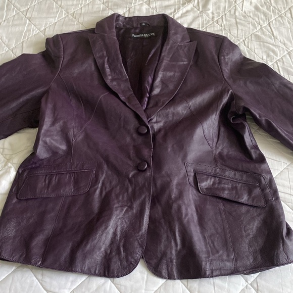 Pamela McCoy Purple Blazer leather Jacket size 1X new - Picture 3 of 4